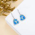 wholesale 925 Sterling Silver Blue Opal Hummingbird Heart Shape Dangle Drop Earrings Gift for Women and Girls-0-3