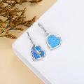 wholesale 925 Sterling Silver Blue Opal Hummingbird Heart Shape Dangle Drop Earrings Gift for Women and Girls-0-4
