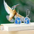 wholesale 925 Sterling Silver Blue Opal Hummingbird Heart Shape Dangle Drop Earrings Gift for Women and Girls-0-5
