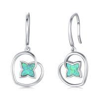 wholesale 925 Sterling Silver Opal Green Butterfly Drop Earrings - St Patricks Day s for Her- Rhodium Plated