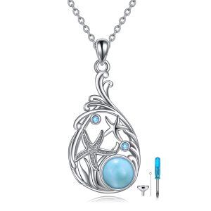 Sterling Silver Larimar Beach Starfish Urn Necklace-0