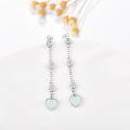wholesale 925 Sterling Silver White Opal Heart Drop Dangle Stud Earrings for Women-0-4