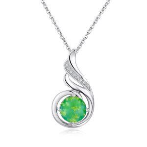 Sterling Silver Phoenix Opal Pendant Necklace with May Birthstone-0