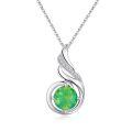 wholesale 925 Sterling Silver Green Opal Pendant Necklaces for Women's Birthday Gifts-0-0