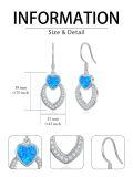 wholesale 925 Sterling Silver Metal Blue Opal Heart-Shaped Dangle Earrings for Women's Gifts-0-1