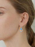 wholesale 925 Sterling Silver Metal Blue Opal Heart-Shaped Dangle Earrings for Women's Gifts-0-2