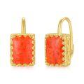 wholesale Gold 925 Sterling Silver Rectangle Red Opal Dangle Earrings - Bohemian Western Style s for Women-0-0