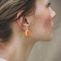 wholesale Gold 925 Sterling Silver Rectangle Red Opal Dangle Earrings - Bohemian Western Style s for Women-0-2