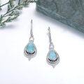 wholesale 925 Sterling Silver Teardrop Larimar & Black Onyx Dangle Earrings with CZ Accents-0-3