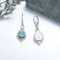 wholesale 925 Sterling Silver Teardrop Larimar & Black Onyx Dangle Earrings with CZ Accents-0-4