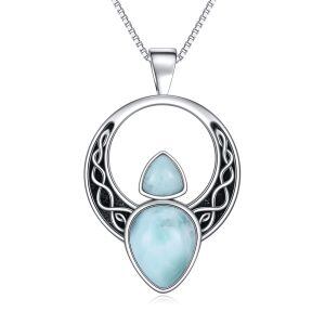 Sterling Silver Larimar Celtic Knot Pendant Necklace-0