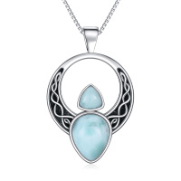 wholesale 925 Sterling Silver Larimar Celtic Knot Peace Pregnancy Pendant Necklace for Women & Girls Gifts- Rhodium Plated