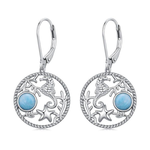 Sterling Silver Vintage Filigree Teardrop Larimar Dangle Earrings-0