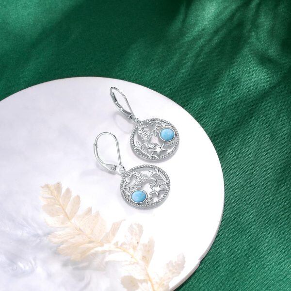 Sterling Silver Vintage Filigree Teardrop Larimar Dangle Earrings-3