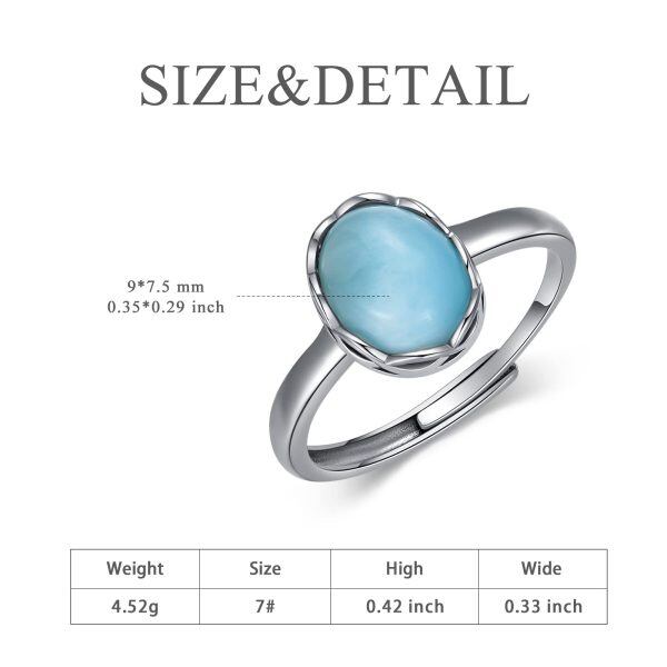 Sterling Silver Halo Larimar Adjustable Rings-1