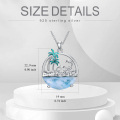wholesale 925 Sterling Silver Larimar Dolphins & Palm Trees Pendant Necklace-0-1