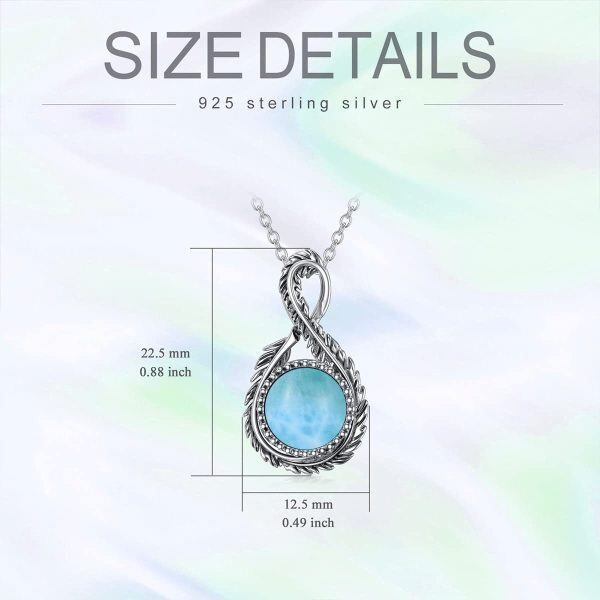 Sterling Silver Larimar Infinity Feather Pendant Necklace-1