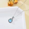 wholesale 925 Sterling Silver Natural Larimar Feather Pendant Necklace-0-4