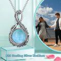 wholesale 925 Sterling Silver Natural Larimar Feather Pendant Necklace-0-5