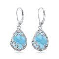 wholesale Sterling Silver Filigree Teardrop Earrings with Birthstone Leverback Jewelry Gifts for Women - Rhodium Plated-0-5