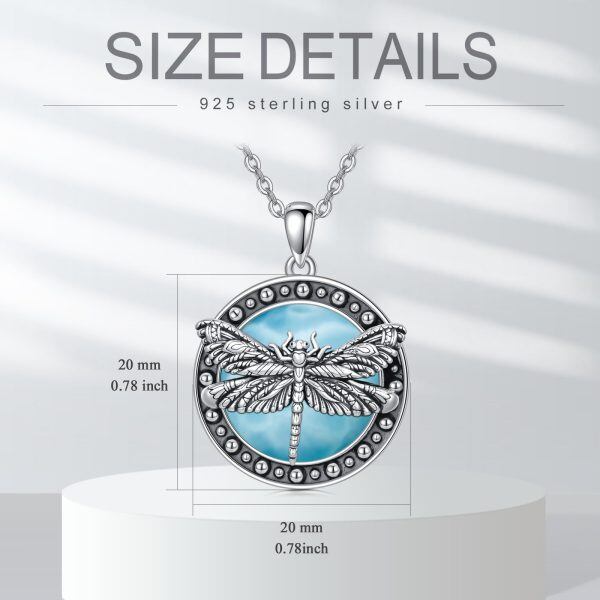 Sterling Silver Larimar Dragonfly Pendant Necklace-1