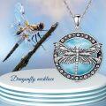 wholesale 925 Sterling Silver Blue Enamel Dragonfly Pendant Necklace for Women Gifts-0-5