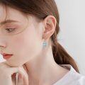 wholesale 925 Sterling Silver Blue Larimar Flower Leverback Drop Earrings for Women-0-2