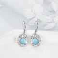wholesale 925 Sterling Silver Blue Larimar Flower Leverback Drop Earrings for Women-0-3