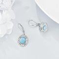 wholesale 925 Sterling Silver Blue Larimar Flower Leverback Drop Earrings for Women-0-4