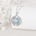 wholesale 925 Sterling Silver Round Larimar Ocean Life Pendant Necklace s for Women and Girls-0-3