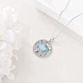 wholesale 925 Sterling Silver Round Larimar Ocean Life Pendant Necklace s for Women and Girls-0-4