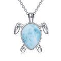 wholesale 925 Sterling Silver Larimar Sea Turtle Pendant Necklace for Women & Teenage Girls-0-0