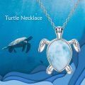 wholesale 925 Sterling Silver Larimar Sea Turtle Pendant Necklace for Women & Teenage Girls-0-5