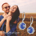 wholesale 925 Sterling Silver Lapis Lazuli Flower Drop Earrings Leverback Bohemian Jewelry for Women and Girls-0-5