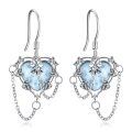 wholesale 14K Gold Gothic Blue Stone Heart Drop Earrings Witch's Charm Jewelry for Women-0-0