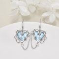 wholesale 14K Gold Gothic Blue Stone Heart Drop Earrings Witch's Charm Jewelry for Women-0-3