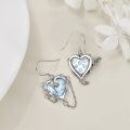 wholesale 14K Gold Gothic Blue Stone Heart Drop Earrings Witch's Charm Jewelry for Women-0-4