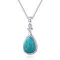 wholesale 925 Sterling Silver Metal Larimar Teardrop Pendant Necklace for Women - Natural Stone  Set-0-0