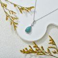 wholesale 925 Sterling Silver Metal Larimar Teardrop Pendant Necklace for Women - Natural Stone  Set-0-4