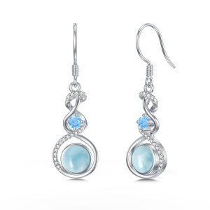 Sterling Silver Infinity Larimar Dangle Earrings-0