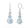 wholesale 925 Sterling Silver Blue Stone Infinity Dangle Earrings-0-0