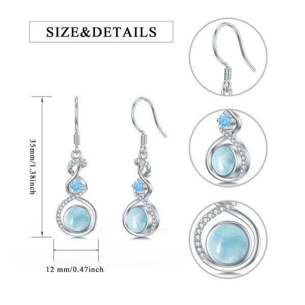 Sterling Silver Infinity Larimar Dangle Earrings-1