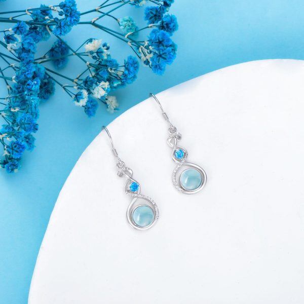 Sterling Silver Infinity Larimar Dangle Earrings-3