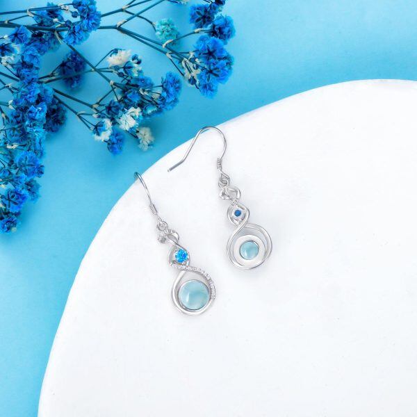 Sterling Silver Infinity Larimar Dangle Earrings-4