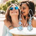 wholesale 925 Sterling Silver Blue Stone Infinity Dangle Earrings-0-5