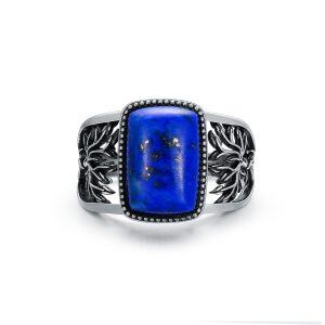 Sterling Silver Tree of Life Blue Lapis Rings-0