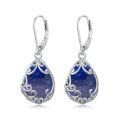 wholesale Sterling Silver Filigree Teardrop Earrings with Birthstone Leverback Jewelry Gifts for Women - Rhodium Plated-0-10