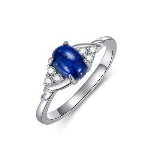 Sterling Silver Natural Blue Lapis Rings-0