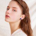 wholesale 925 Sterling Silver Round Lapis Lazuli Stud Earrings for Women-0-2