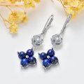 wholesale 925 Sterling Silver Blue Lapis 5mm Rose Flower Leverback Dangle Earrings for Women-0-2
